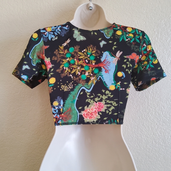 We Are Hot as Hell HAH Free People Wrap Floral Bikini Swimsuit Top Tie Front XS - Picture 4 of 6